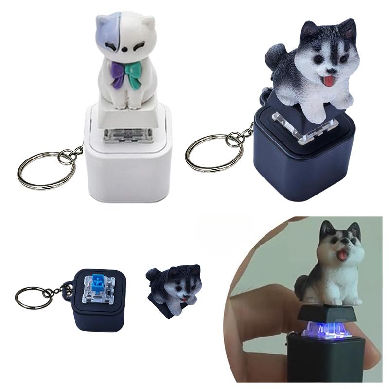 Training Clicker Dog - ストレス解消ペットトレーニングクリッカー、充電式キーホルダー、LED付き、犬猫用フィジェットサウンド