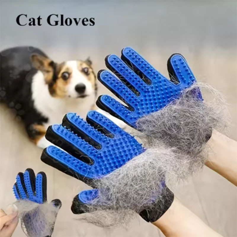 Pet Supplies Warehouse - ペットの毛取りグローブコームペット犬猫グルーミングクリーニンググローブ脱毛除去マッサージブラシ動物用品猫アクセサリー