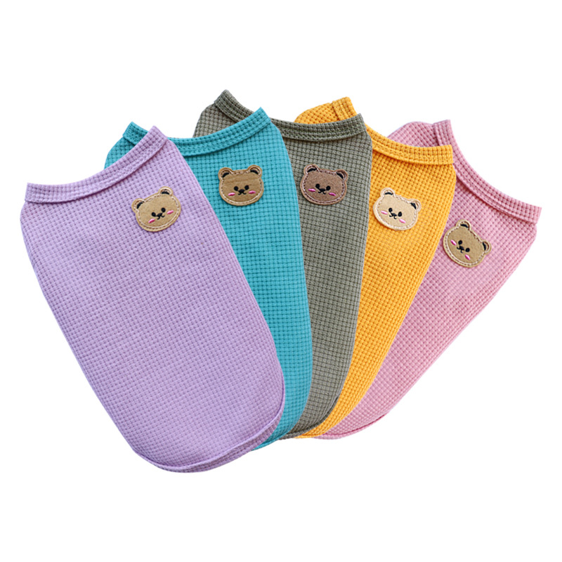 Dog Anxiety Vest - 春夏ペットワッフルベスト テディ ビション子犬犬不安解消服 猫服 ファッション犬服
