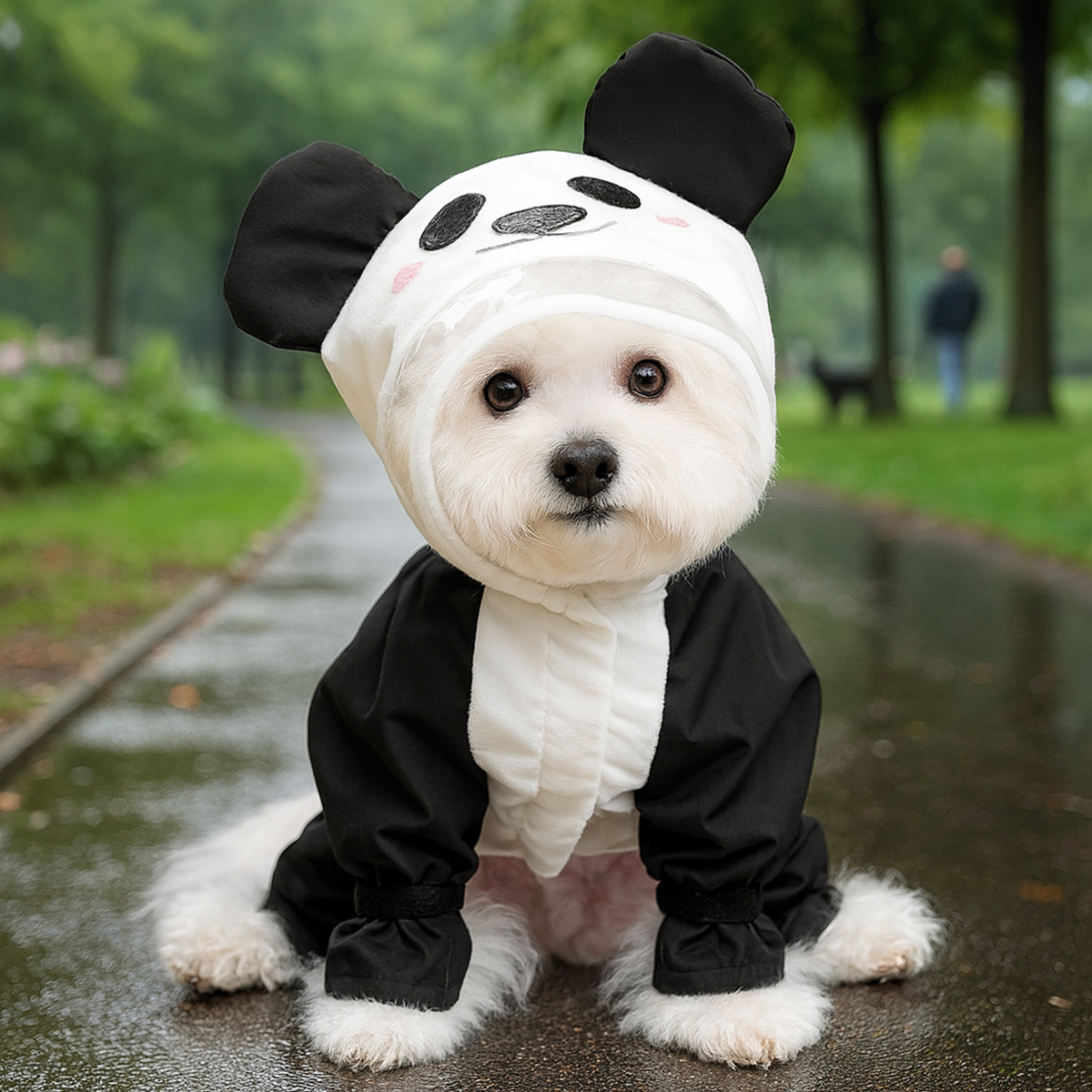 Pet Supplies York - パンダハロウィンコスプレ防水衣装犬服小型犬種子犬動物ペットレインコートヨークオーバーオール用品
