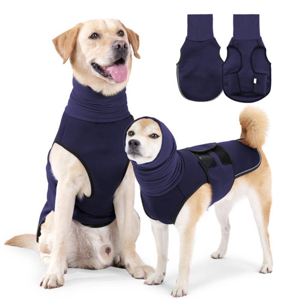 Dog Anxiety Vest - ノイズプルーフ犬用カームダウンフーディー反射材入り通気性ペットイヤーマフ不安軽減ノイズ保護犬用ベストジャケット小型犬大型犬用