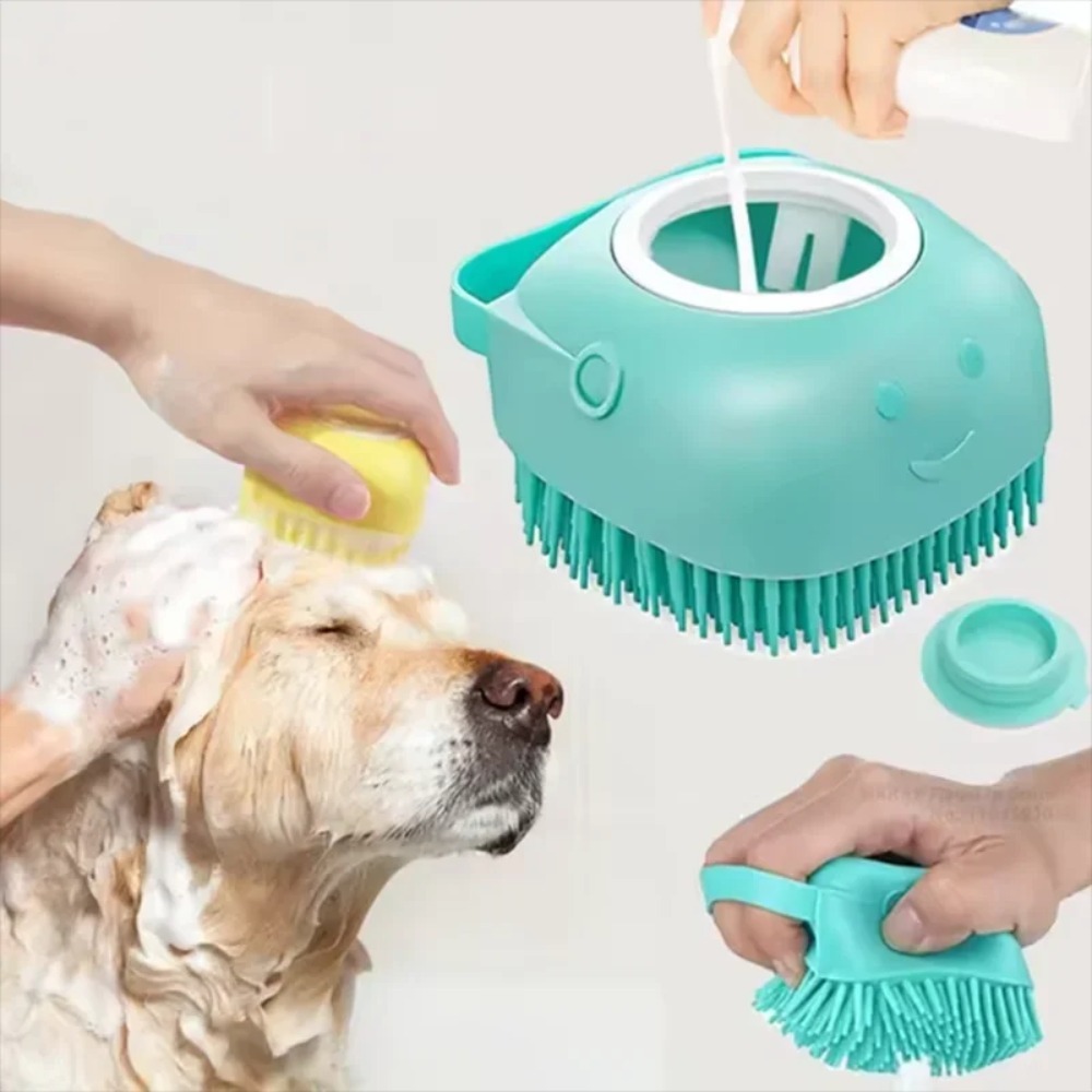 Pet Supplies App - シリコーンバスマッサージブラシ多機能グルーミングツールソフトペットアクセサリー犬猫用シャワークリーニングケア用品
