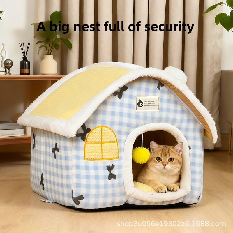 Pet Supplies Application - オールシーズン対応の犬小屋、冬は暖かい、取り外して洗える、大型犬小屋型の猫用ベッド、ペット用睡眠用品