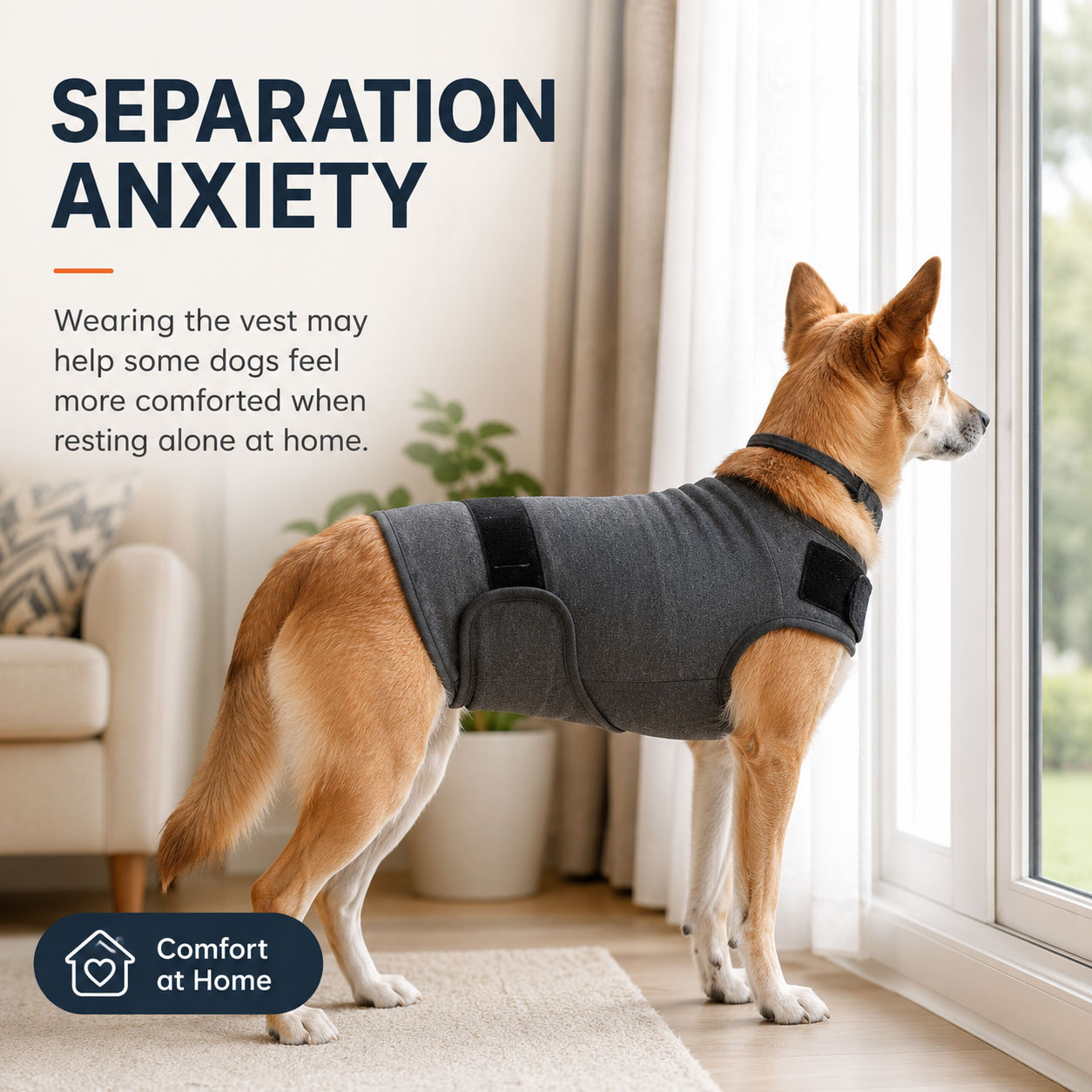 Dog Anxiety Vest - 犬用不安軽減ベスト、調節可能なフックとループ付き、柔らかいコットン製犬用シャツ、通気性のあるペットジャケット、小型犬、中型犬、大型犬用