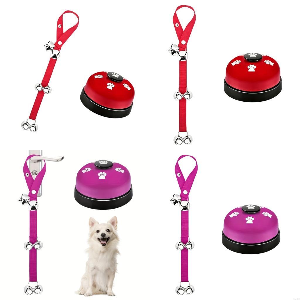 Training Clicker Dog - 2 個ペットドアベルロープ金属鐘とトレーニングボタン犬のトレーニングドアベルロープ犬猫トイレトレーニング 37JD