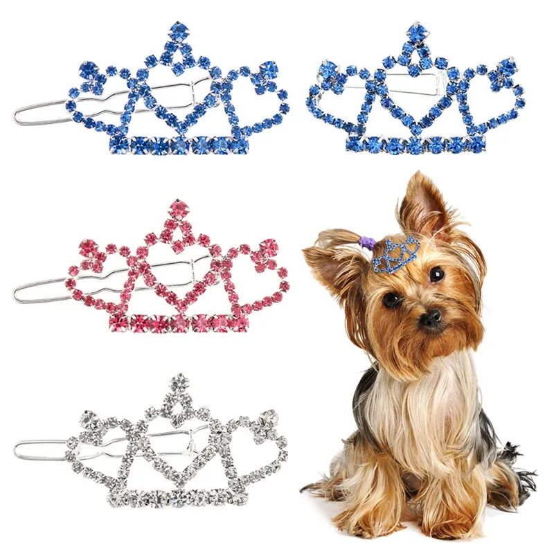 Pet Supplies York - 繊細なクリスタルの犬のヘアピン,ラインストーンクラウン,猫のヘアクリップ,ペットのジュエリー,装飾品