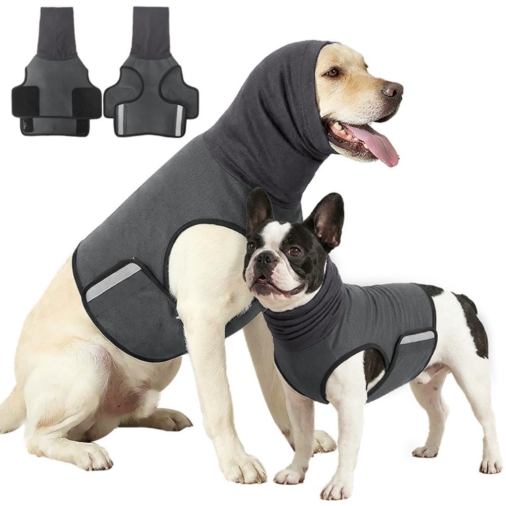 Dog Anxiety Vest - ノイズ防止犬用不安解消ベスト 通気性 反射ストリップ付き ペット用落ち着き服 ソフトで調節可能なペット用恐怖解消プルオーバー 獣医訪問用