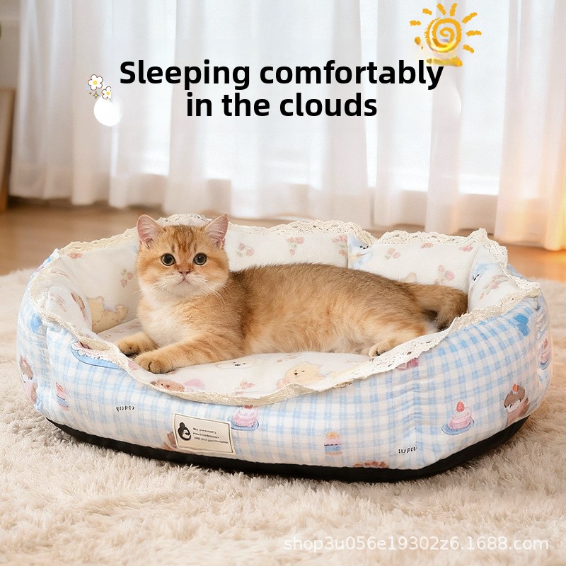 Pet Supplies Application - ペット用品：豪華な裏地付きの犬猫用ベッド、オールシーズン対応、テディやビションなどの小型犬に最適