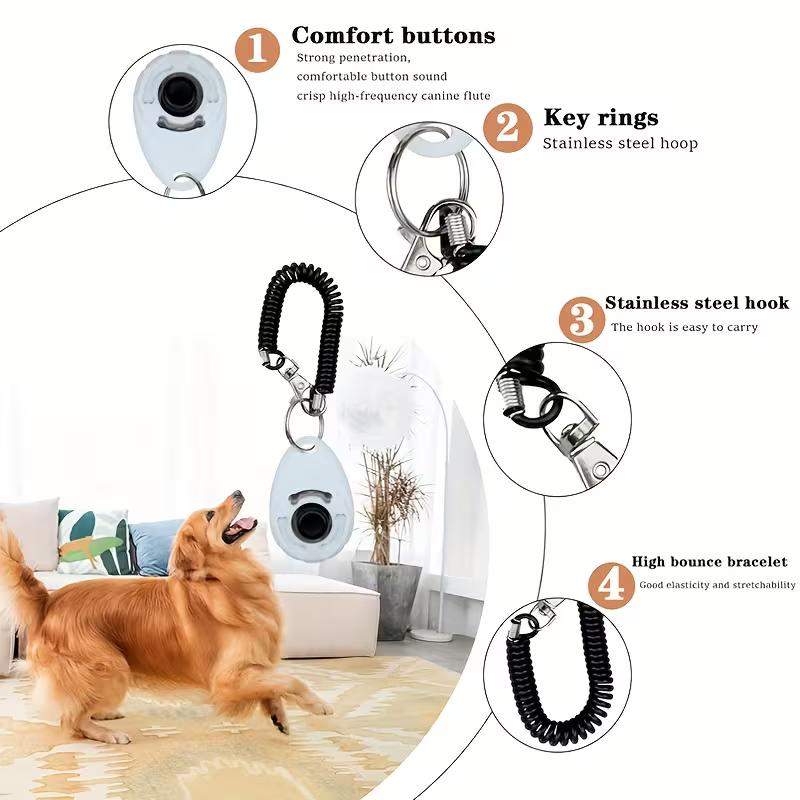 2 in 1犬用トレーニングクリッカー、ペット用プラスチック - Training Clicker Dog のレビューと価格