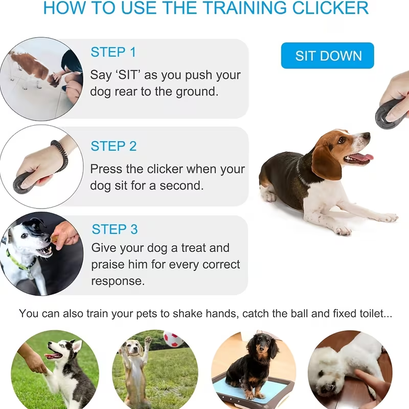 2 in 1犬用トレーニングクリッカー、ペット用プラスチック - Training Clicker Dog のレビューと価格