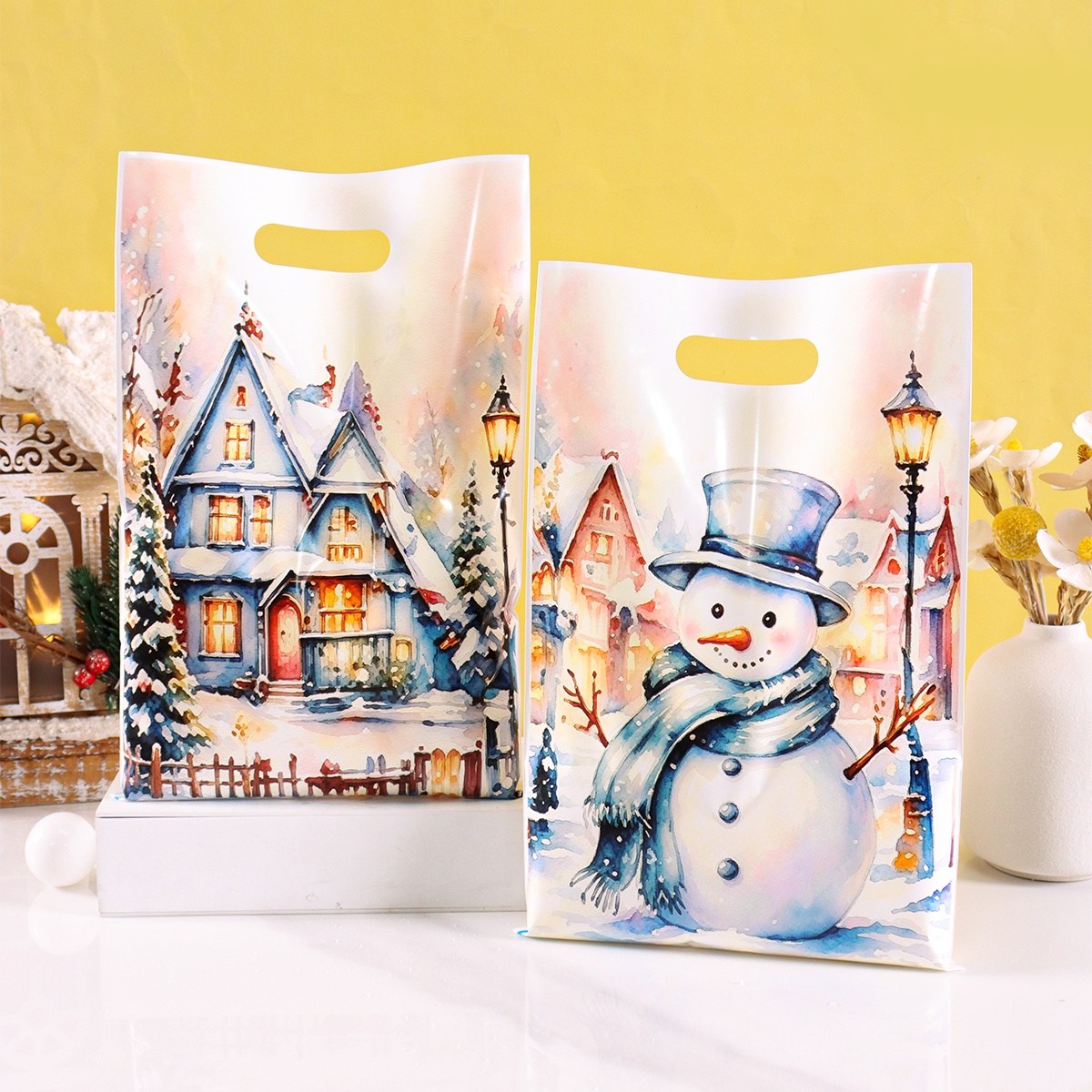 10/20/50 個メリークリスマスブルーギフトバッグ雪だる - Pet Supplies Warehouse のレビューと価格