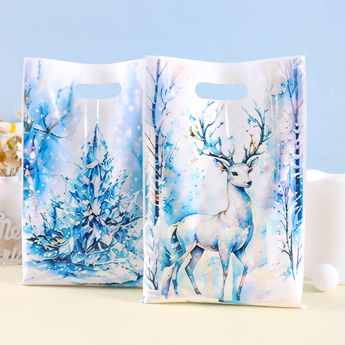 10/20/50 個メリークリスマスブルーギフトバッグ雪だる - Pet Supplies Warehouse のレビューと価格