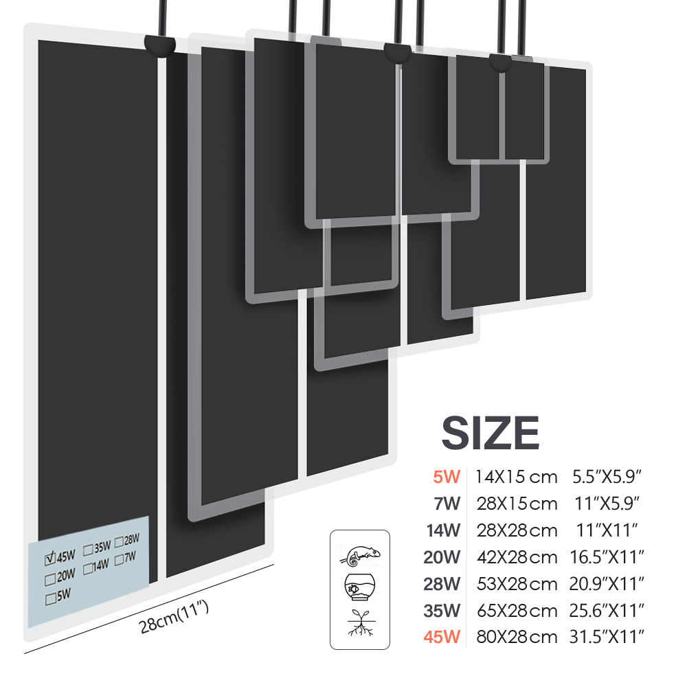 45W-5W 2/4/6H タイミングペット加熱パッド爬虫類 - Reptile Heating Mat のレビューと価格