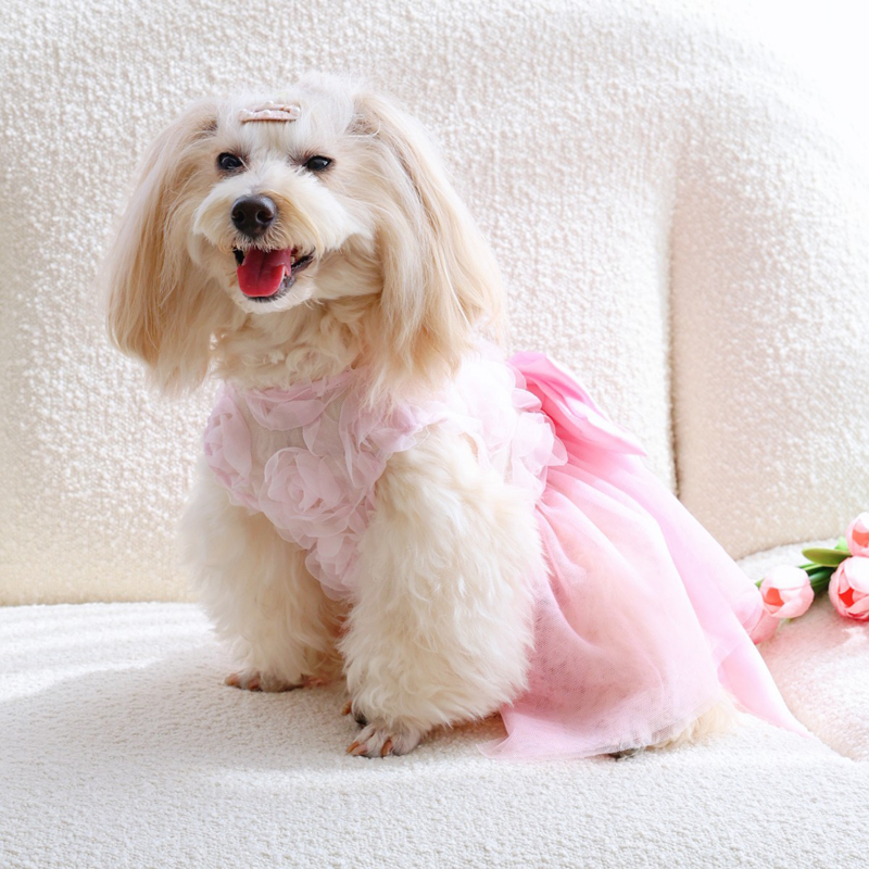 春夏薄手子犬プリンセススカート犬服ピンクかわいいペット犬ドレ - Pet Supplies York のレビューと価格