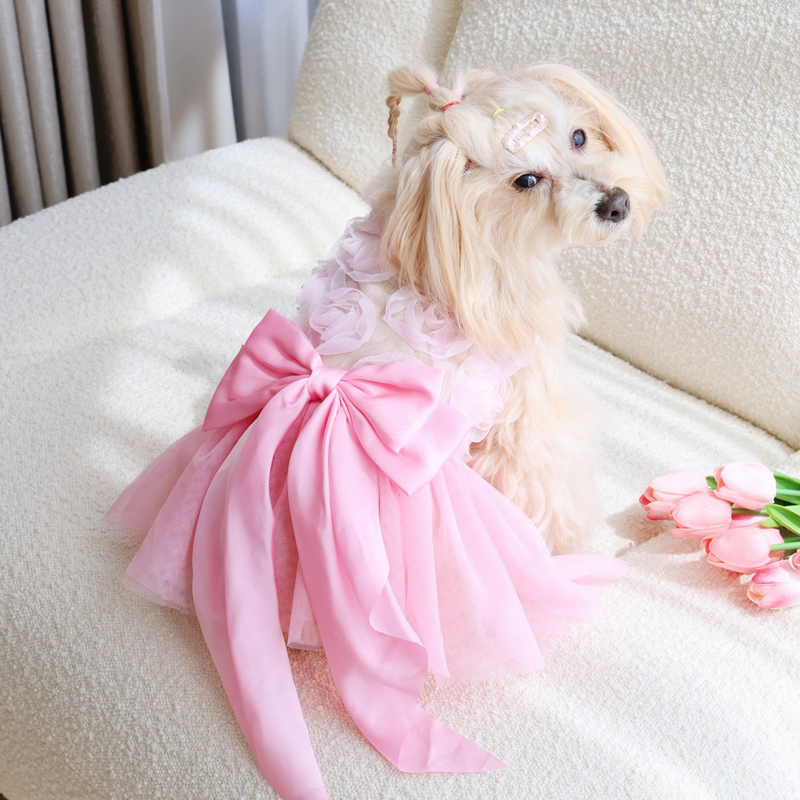 春夏薄手子犬プリンセススカート犬服ピンクかわいいペット犬ドレ - Pet Supplies York のレビューと価格